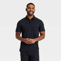Men's Short Sleeve Textured Polo Shirt - All In Motion™ Black L