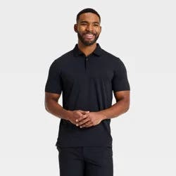 Men's Short Sleeve Textured Polo Shirt - All In Motion™ Black L