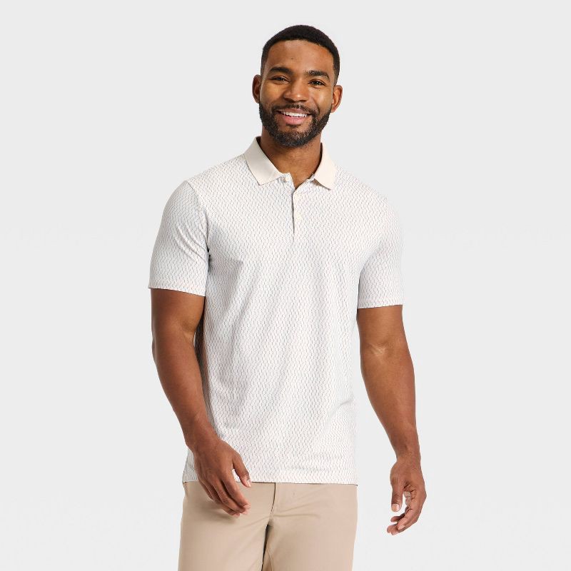 slide 1 of 3, Men's Textured Polo Shirt - All In Motion™ Cream XL, 1 ct