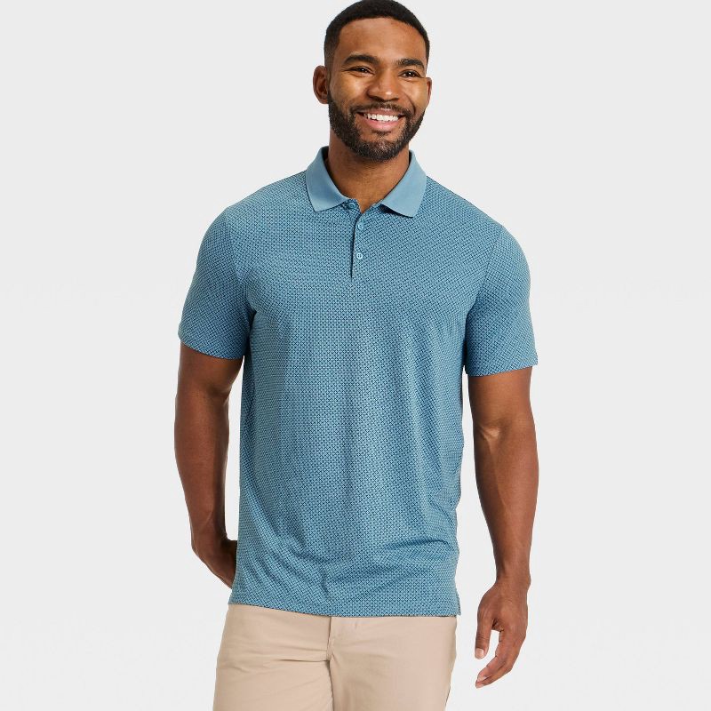 slide 3 of 3, Men's Textured Polo Shirt - All In Motion™ Assorted Blues L, 1 ct