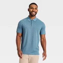 Men's Short Sleeve Textured Polo Shirt - All In Motion™ Assorted Blues L