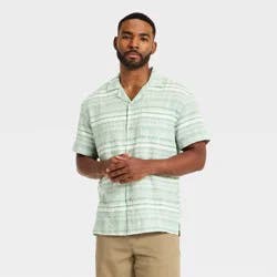 Men's Short Sleeve Camp Shirt - Goodfellow & Co™ Green Striped M