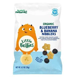 Little Bellies Organic Blueberry & Banana Nibblers Toddler Snacks - 0.7oz: 1st Stage, Ready to Eat, Bag