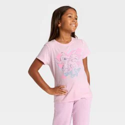 Disney Girls' Stitch and Angel 'Chill Days Only' Short Sleeve Graphic T-Shirt - Light Pink L