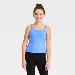 Girls' Ruffle Crop Tank - All In Motion™ Vibrant Blue S