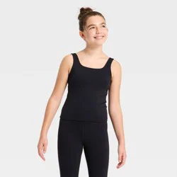Girls' Active Twist-Back Crop Tank Top - All In Motion™ Black XL