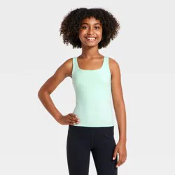 Girls' Active Twist-Back Crop Tank Top - All In Motion™ Mint Green M