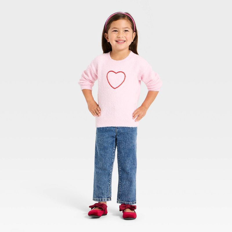 slide 4 of 4, Toddler Girls' Heart Sweater - Cat & Jack™ Pink 12M, 1 ct