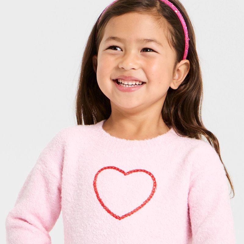 slide 2 of 4, Toddler Girls' Heart Sweater - Cat & Jack™ Pink 4T, 1 ct