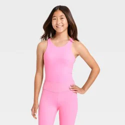 Girls' Strappy Crop Tank Top - All In Motion™ Vibrant Pink L