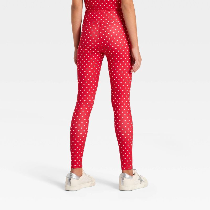 slide 2 of 3, Girls' Crossover Ruffle Waistband Leggings - All In Motion™ Red M, 1 ct