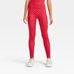Girls' Crossover Ruffle Waistband Leggings - All In Motion™ Red L