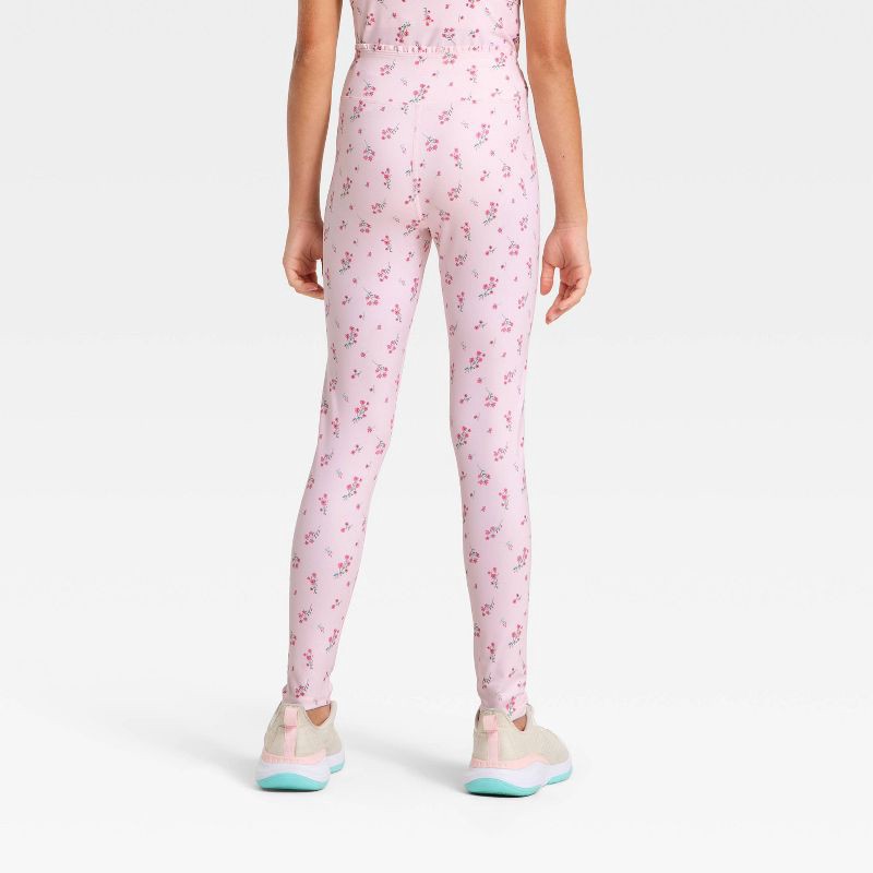 slide 2 of 3, Girls' Crossover Ruffle Waistband Leggings - All In Motion™ Light Pink M, 1 ct