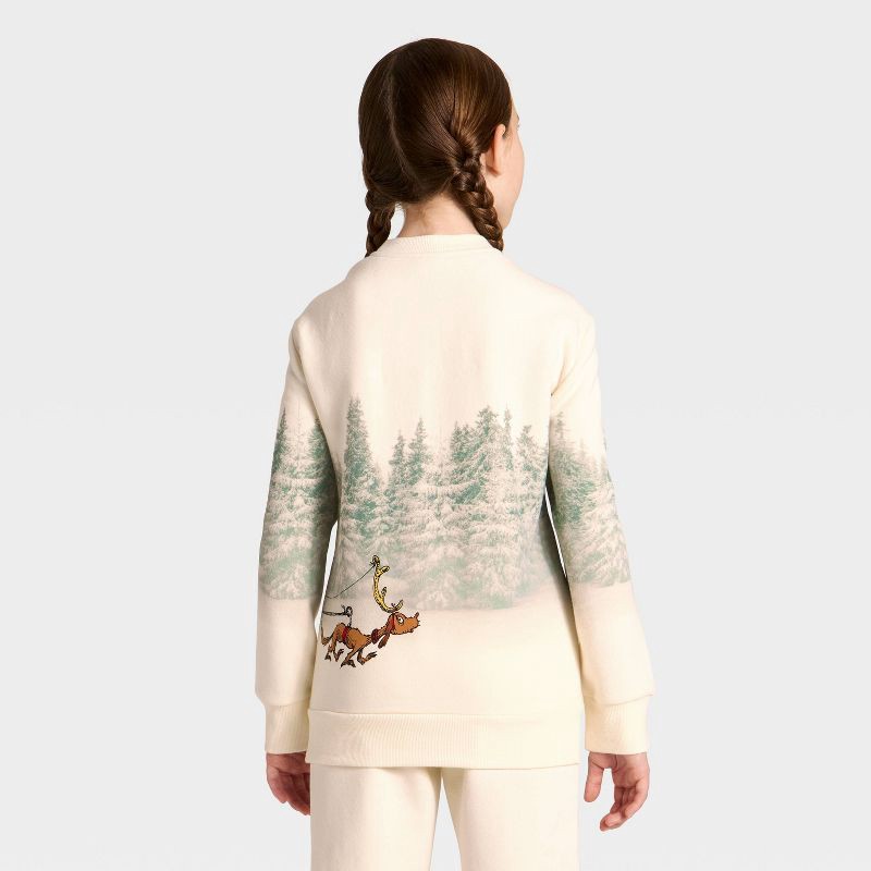 slide 3 of 3, Kids' Dr. Seuss The Grinch Fleece Graphic Sweatshirt - Cream XS, 1 ct