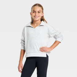 Girls' Washed French Terry Pullover Sweatshirt - All In Motion™ Heather Gray S