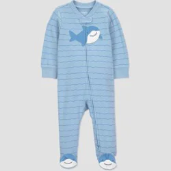 Carter's Just One You® Baby Boys' Striped Shark Sleep N' Play - Blue 6M