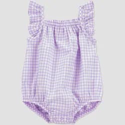 Carter's Just One You® Baby Girls' Gingham Ruffle Romper - Purple Newborn