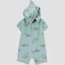 Carter's Just One You® Baby Boys' Shark Hooded Romper - Green Newborn