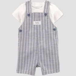 Carter's Just One You® Baby Boys' 2pc Striped Shark Overalls Set - Blue 9M