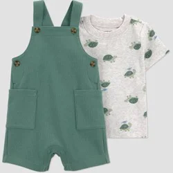 Carter's Just One You® Baby Boys' 2pc Turtles Pocket Overalls Set - Green 9M