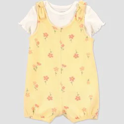 Carter's Just One You® Baby Girls' 2pc Floral Overalls Set - Yellow Newborn