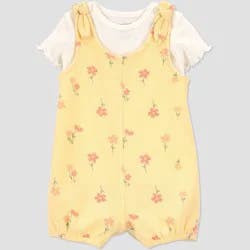 Carter's Just One You® Baby Girls' 2pc Floral Overalls Set - Yellow 6M