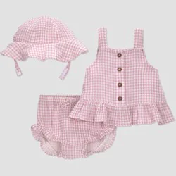 Carter's Just One You® Baby Girls' 3pc Gingham Tank Top with Bloomer and Hat Set - Purple Newborn