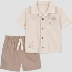 Carter's Just One You® Baby Boys' 2pc Scenic Safari Button-Down Shirt and Shorts Set - Brown Newborn