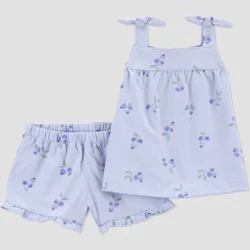Carter's Just One You® Baby Girls' 2pc Blueberry Tank Top and Shorts Set - Blue 9M