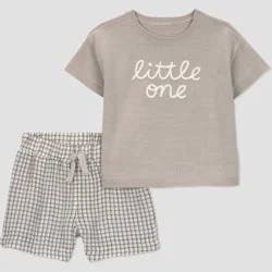Carter's Just One You® Baby Boys' 2pc Little One Sweater T-Shirt and Shorts Set - Brown 6M