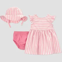 Carter's Just One You® Baby Girls' 2pc Striped Dress & Hat Set - Pink Newborn