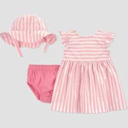 Carter's Just One You® Baby Girls' 2pc Striped Dress & Hat Set - Pink 18M