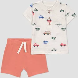 Carter's Just One You® Baby Boys' 2pc Cars Graphic T-Shirt and Shorts Set - Orange 9M