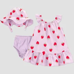 Carter's Just One You® Baby Girls' 2pc Strawberries Dress & Hat Set - Purple 12M