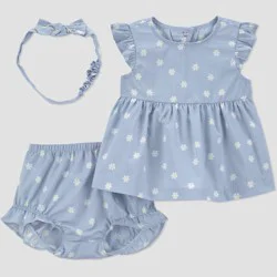 Carter's Just One You® Baby Girls' 3pc Floral Tank Top with Bloomer & Headband Set - Blue 18M