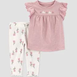 Carter's Just One You® Baby Girls' 2pc Bunny Floral Tank Top and Leggings Set - Pink 18M