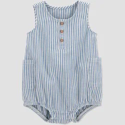 Carter's Just One You® Baby Boys' Striped Chambray Bubble Romper - Blue 6M
