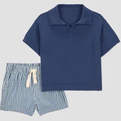 Carter's Just One You® Baby Boys' 2pc Sweater Top and Shorts Set - Navy Blue 3M