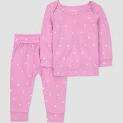 Carter's Just One You® Baby Girls' 2pc Comfy Soft Hearts Top and Pants Set - Pink Hearts Newborn