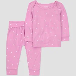Carter's Just One You® Baby Girls' 2pc Comfy Soft Hearts Top and Pants Set - Pink Hearts 12M