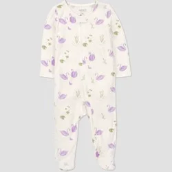 Carter's Just One You® Baby Girls' Comfy Soft Swans Long Sleeve Sleep N' Play Footed Pajamas - Ivory 9M