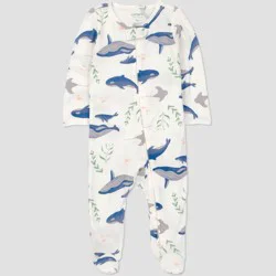 Carter's Just One You® Baby Boys' Comfy Soft Whales Long Sleeve Sleep N' Play - Ivory 9M