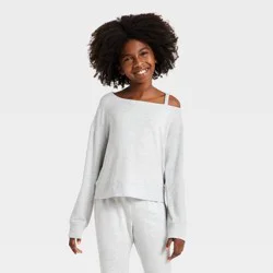 Girls' Modal French Terry Asymmetrical Pullover Sweatshirts - All In Motion™ Heather Gray XL