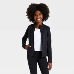 Girls' Femme Knit Full-Zip Sweatshirt - All In Motion™ Black M