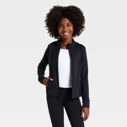 Girls' Femme Knit Full-Zip Sweatshirt - All In Motion™ Black L