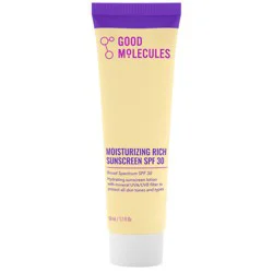 Good Molecules Moisturizing Rich Sunscreen Face Moisturizer - SPF 30 - 50ml: Vegan, Lotion, Normal to Acne-Prone Skin, Unscented