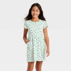 Girls' Short Sleeve St Patrick's Day Shamrock Dress - Cat & Jack™ Cream S