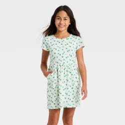 Girls' Short Sleeve St Patrick's Day Shamrock Dress - Cat & Jack™ Cream M