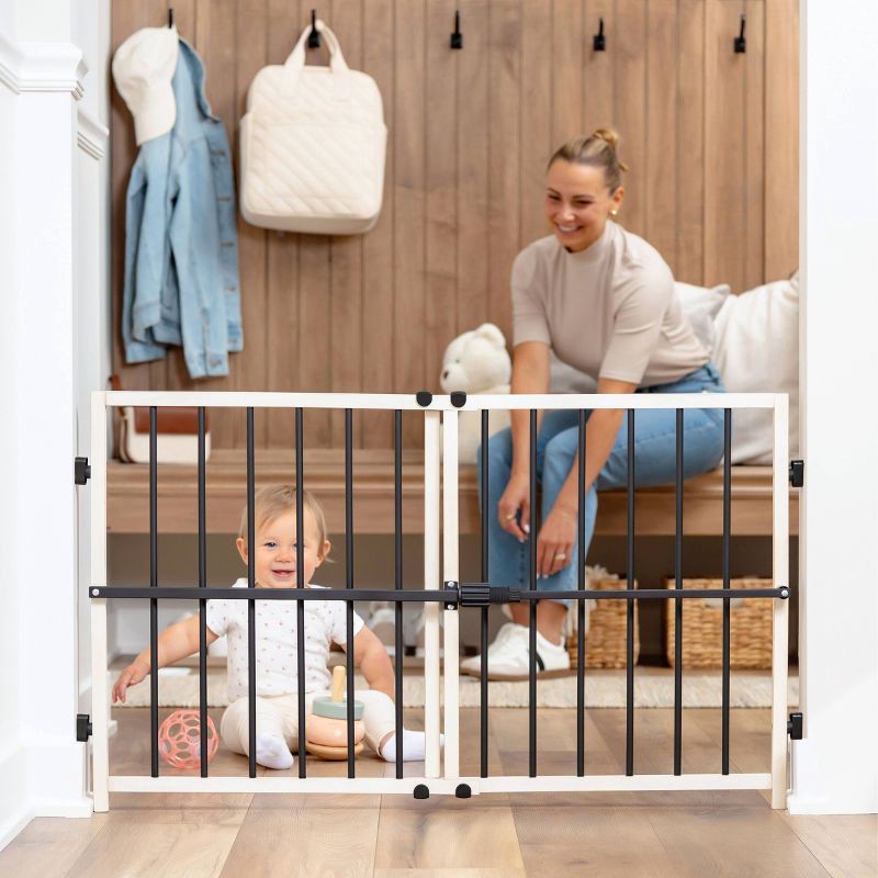 slide 2 of 11, Regalo Metal and Wood Adjustable Gate - Beige, 1 ct