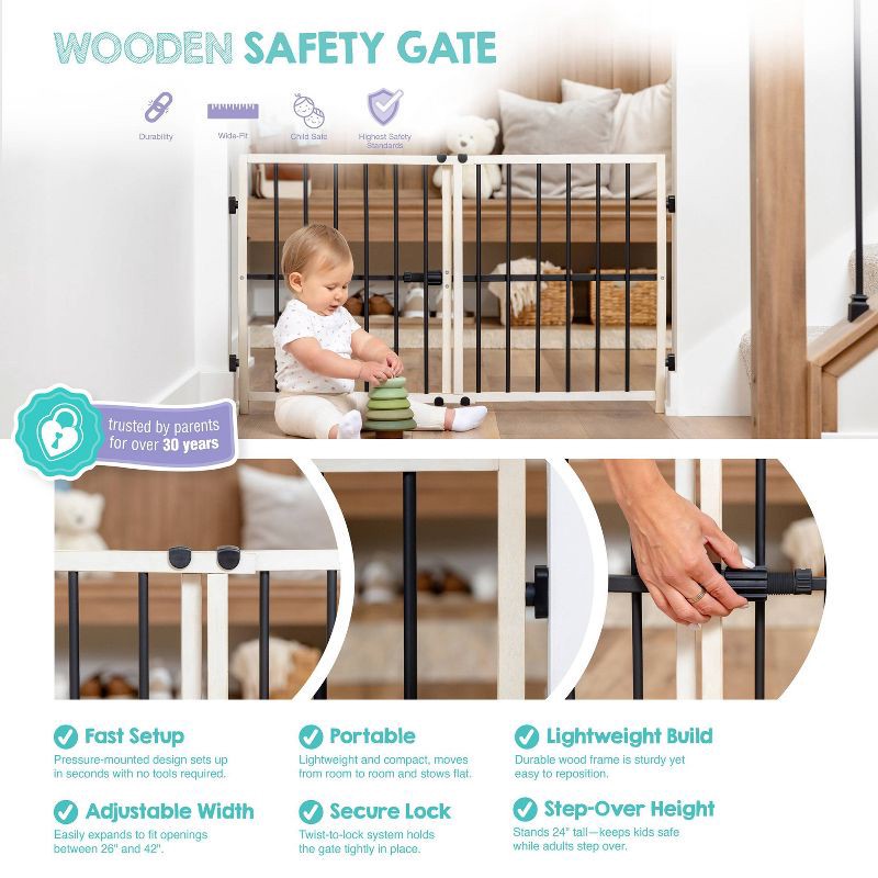 slide 3 of 11, Regalo Metal and Wood Adjustable Gate - Beige, 1 ct